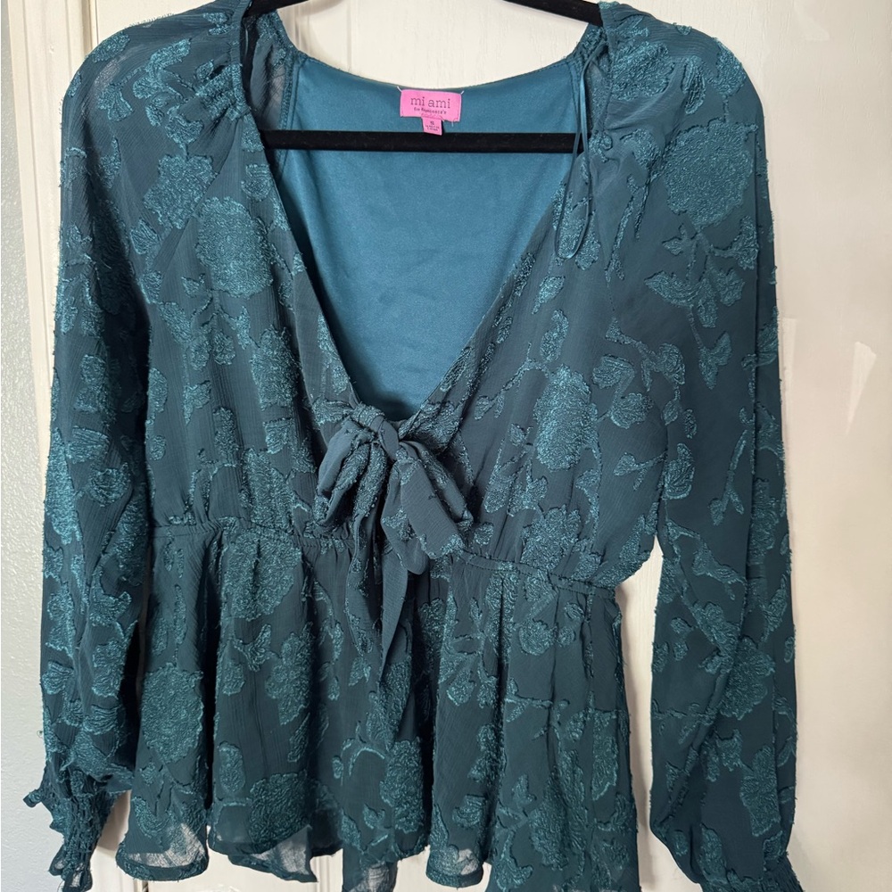 Miami Teal Floral Blouse